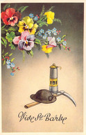 FANTAISIE - Illustration Non Signée - Vive Ste Barbe - Mineur - Casque - Fleurs - Carte Postale Ancienne - Other & Unclassified