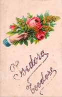 FLEURS - Illustration Non Signée - Bouquet De Fleurs Tendues - Isidora Téodore - Carte Postale Ancienne - Flores