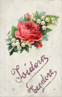 ENFANTS - Illustration Non Signée - Bouquet De Fleurs Muguet Et Rose Rouge - Isidora Téodore - Carte Postale Ancienne - Fleurs