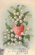 FLEURS - Illustration Non Signée - Bouquet De Fleurs Muguet Dans Un Vase - Carte Postale Ancienne - Fleurs