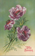 FLEURS - Illustration Non Signée - Fleurs Violettes - Doux Souvenir - Carte Postale Ancienne - Flowers