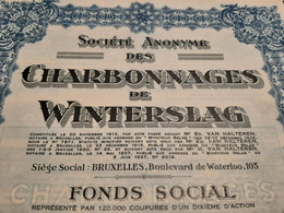 S.A. Des Charbonnages De Winterslag - Obligation De 1000 Frs.Au Porteur - Bruxelles 5 Juin 1937. - Mines