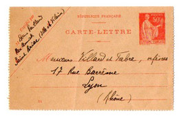 TB 4038 - 1925 - Entier Postal - Mr PAILLARD à SAINT BRIAC X VITRY LE FRANCOIS Pour Mrs VILLARD & FABRE Orfèvres à LYON - Kaartbrieven