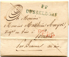 ALLEMAGNE - DUSSELDORF + P.P. BLEU SUR LETTRE AVEC TEXTE POUR LA FRANCE, 1810 - [Voorlopers