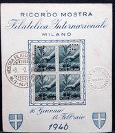 LUOGOTENENZA 1946: CARTONCINO RICORDO IN OCCASIONE DELLA MOSTRA FILATELICA INTER.LE A MILANO. PERFIN - Used