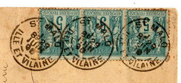 1890-lettre SAINT MALO-35 Pour RENNES-35-types Sage 5c N° 75 --bande De 3 --beaux Cachets--RADENAC Notaire - 1877-1920: Semi Modern Period