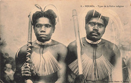 Nouvelle Calédonie - Nouméa - Types De La Police Indigène - Edit. Charles B. - Tampon Spécial  - Carte Postale Ancienne - Nuova Caledonia