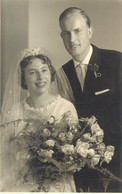 Vintage Brides Wedding Groom & Bride Social History Photo Postcard Bouquet Veil - Noces