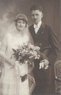 Vintage Brides Wedding Groom & Bride Social History Photo Postcard Bouquet Veil - Noces