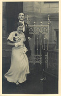 Vintage Brides Wedding Groom & Bride Social History Photo Postcard Rose Tuxedo - Noces