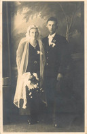 Vintage Brides Wedding Groom & Bride Social History Photo Postcard Veil Elegance Tuxedo - Noces