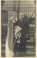 Vintage Brides Wedding Groom & Bride Social History Photo Postcard Veil Elegance Tuxedo - Noces