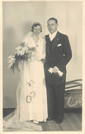 Vintage Brides Wedding Groom & Bride Social History Photo Postcard Veil Elegance Tuxedo - Noces