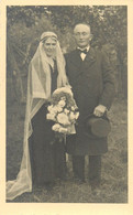 Vintage Brides Wedding Groom & Bride Social History Photo Postcard Veil Elegance - Noces