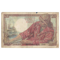 France, 20 Francs, Pêcheur, 1942, J.41, TB+, Fayette:13.3, KM:100a - 20 F 1942-1950 ''Pêcheur''