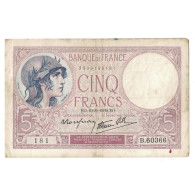 France, 5 Francs, Violet, 1939, B.60366, TB+, Fayette:4.5, KM:83 - 5 F 1917-1940 ''Violet''