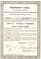 Hope & C° - Ketwich & Voombergh En Weduwe Willem Borski - Croton Water Main Stock - Amsterdam 27 Juillet 1871. - Wasser