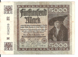 ALLEMAGNE 5000 MARK 1922 VF P 81 - 5.000 Mark