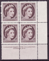 7882) Canada QE II Wilding Block Mint  Light Hinge Plate 8 - Plaatnummers & Bladboorden