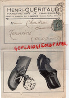 87 -LIMOGES - RARE LETTRE FACTURE  HENRI GUERITAUD-CHAUSSURES WISOKY-20 AV. DU MIDI-RUE PAUL DERIGNAC-1919  CHAUSSURE - Textilos & Vestidos