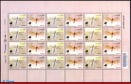 Ref. BR-V2016-26FO BRAZIL 2016 INSECTS, ARARIPE GEOPARK, INSECTS, FOSSILS, DRAGONFLY & BUTTERFLY,SHEET MNH 24V - Fossiles