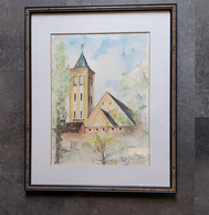 Aquarel Sint-Janskerk Te Wingene 1995 Door Sucaet - Aquarelles