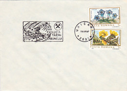 MINERS, MINING, MINERALS, SPECIAL POSTMARK ON COVER, FLOWERS STAMPS, 1987, ROMANIA - Minéraux