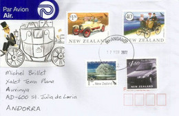 New-Zealand Cars : 2022. Talbot 1915,Benz 1895, Toyota Corolla "on The Road". Letter To Andorra (Principality) - Brieven En Documenten