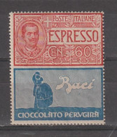 REGNO:  1925  ESPRESSO  BACI  PERUGINA  -  60 C. ROSSO  E  AZZURRO  N. -  NON  EMESSO  -  SASS. 21 - Reclame
