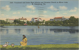 ST Petersburg FL 1949 Christian Church Vocational Junior High School Postcard - St Petersburg