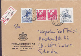 Sweden FRIMÄRKSHUSET (Stamp Dealer) Registered Einschreiben Label STOCKHOLM 1976 Cover Brief LUZERN Schweiz Cz. Slania - Cartas & Documentos