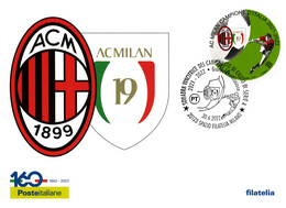 Italia 2022 FDC Maximum Card A.C. Milan Campione D'Italia Di Calcio 2021-2022 Annullo Di Milano - Otros & Sin Clasificación