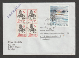 SWEDEN:  1991  COVER  WITH  3 K. 30 + 50 Ore (1536 + 574a  BL. 4)  -  TO  GERMANY - Covers & Documents
