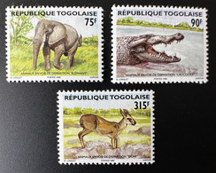 Togo 1996 Mi. 2470 - 2472 Animaux En Voie De Disparition Elephant Elefant Crocodile Krokodil Biche Faune Fauna - Sonstige & Ohne Zuordnung