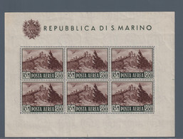 SAN MARINO SAINT MARIN 1951 VEDUTA 500 LIRE. MINIFOGLIO  MNH** BEN CENTRATO - Poste Aérienne