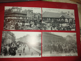 4 Carte Postale Marché De Reins Alençon Rouen Forges Les Eaux La Halle Au Beurre - Kermissen