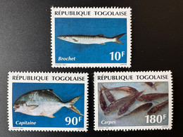 Togo 1995 Mi. 2258 - 2260 Poissons Fische Fishes Brochet Carpes Capitaine Faune Marine Fauna - Fishes