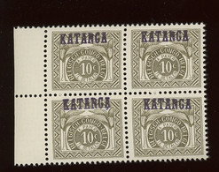 Taxe 1a. 10c Gravé Bloc De 4 **. Cote 80,-€ - Katanga