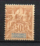 Col33 Colonie Diégo Suarez N° 33 Neuf X MH Cote : 30,00€ - Unused Stamps