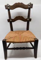 *ANCIENNE CHAISE D'ENFANT BOIS & PAILLE 2 COULEURS Collection Déco Poupée   E - Chairs