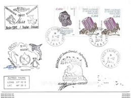 229 - 50 - Enveloppe TAAF Crozet Avec Timbres Minéraux Et Divers Cachets Illustrés 2013 - Minéraux