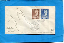 MARCOPHILIE-ISLANDE- Lettre Illustrée "jean COCTEAU"1960 Année Mondiale Du Réfugié-2 Stamps N°299+00 - Lettres & Documents