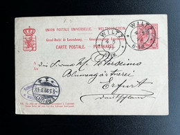 LUXEMBURG 1899 POSTCARD WILTZ TO ERFURT 04-05-1899 LUXEMBOURG - 1895 Adolphe Right-hand Side