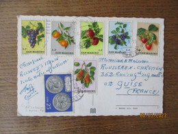 7 TIMBRES SAN MARINO SUR CARTE POSTALE DE 1973 - Briefe U. Dokumente