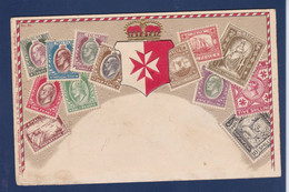 CPA MALTE Philatélie Timbres Postes Gaufré Embossed Héraldisme Non Circulé - Malta