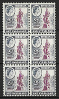 RHODESIA & NYASALAND...QUEEN ELIZABETH II...(1952-22..)....SG21....2 & HALFd X BLOCK OF 6.....(CAT.VAL.£12..)....MNH.. - Rhodesië & Nyasaland (1954-1963)