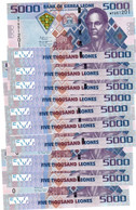 Sierra Leone 10x 5000 Leones 2021 UNC Last Issue - Sierra Leone