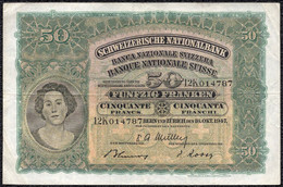 Switzerland 50 Francs 1947 VF Banknote - Switzerland