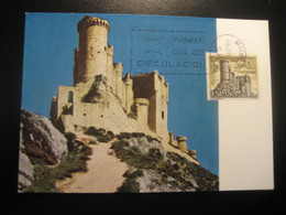 1968 Castillo De Peñafiel Valladolid Castle Chateau Maxi Maximum Card SPAIN - Châteaux