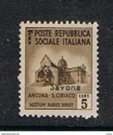 R.S.I. - C.L.N.:  1945  SAVONA  -  EMISSIONE  UFFICIALE  -  5 C. BRUNO  CHIARO  S.G.  -  SASS. 1 - National Liberation Committee (CLN)